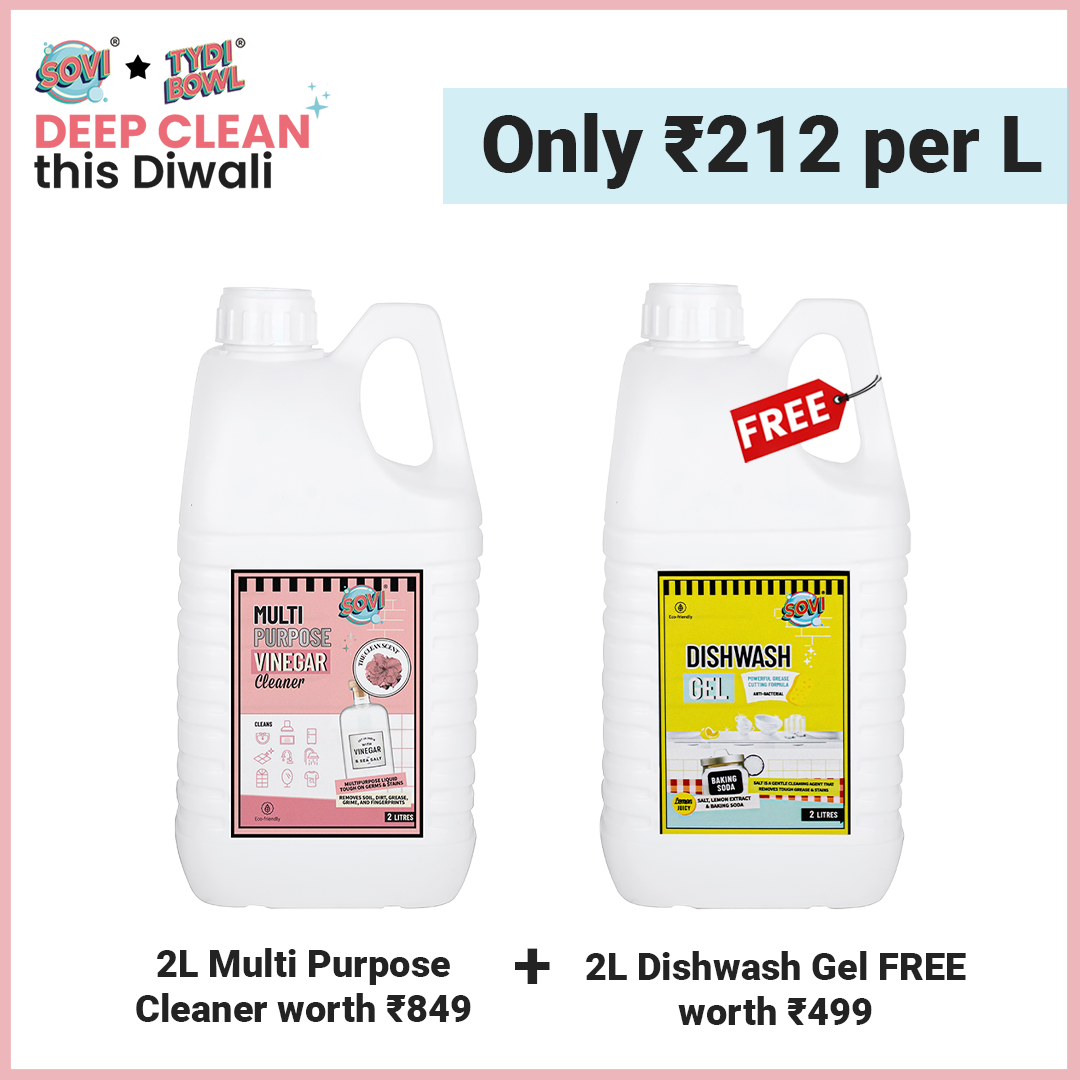 Buy SOVI® Multi-Purpose Vinegar Cleaner 2 Liters & Get SOVI® Dishwash Liquid Gel 2 Liters (₹499) FREE
