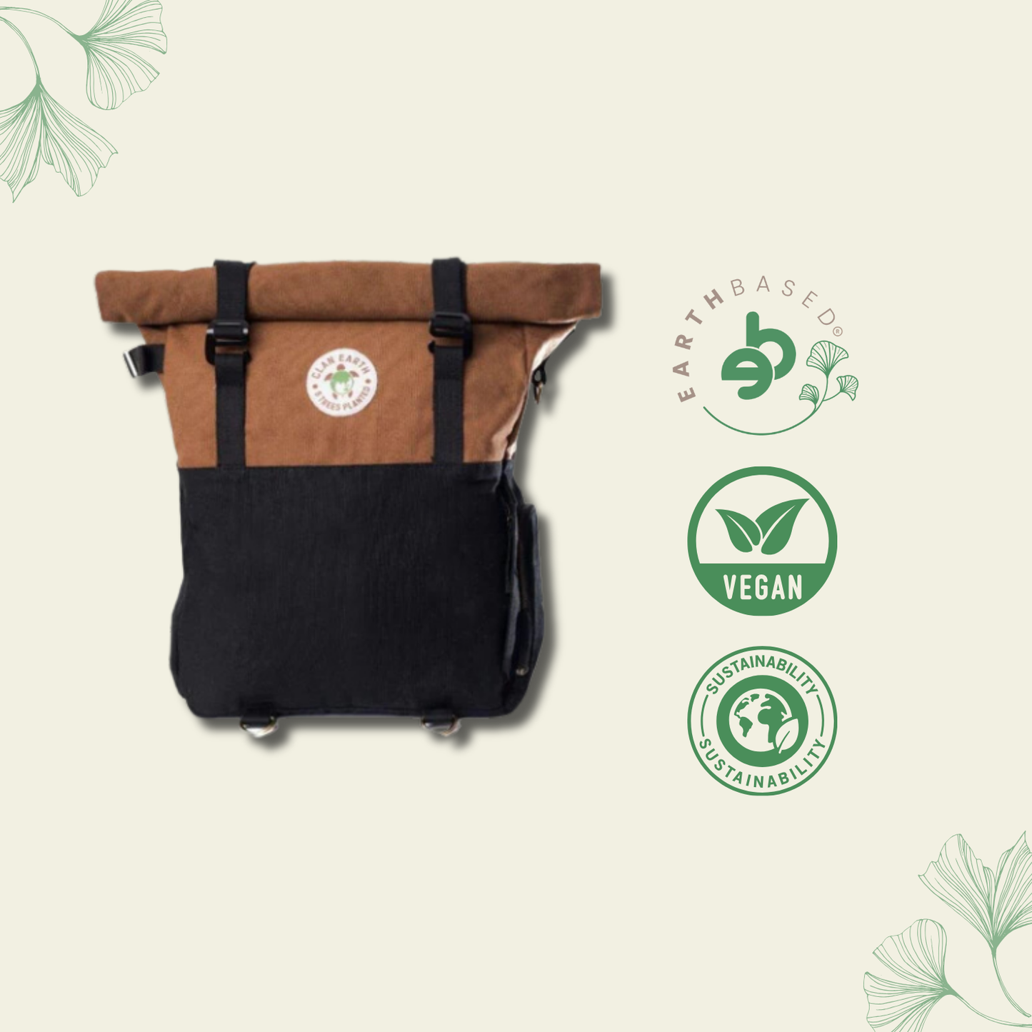 Pangolin Backpack- Camel Brown & Charcoal Black | Clan Earth