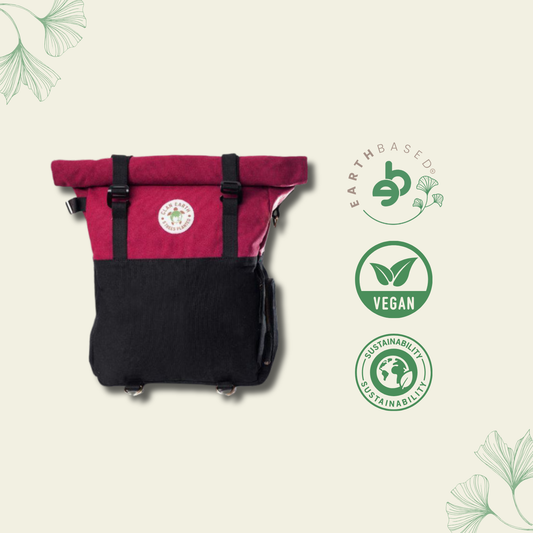 Clan Earth Pangolin Backpack- Cherry Red & Charcoal Black