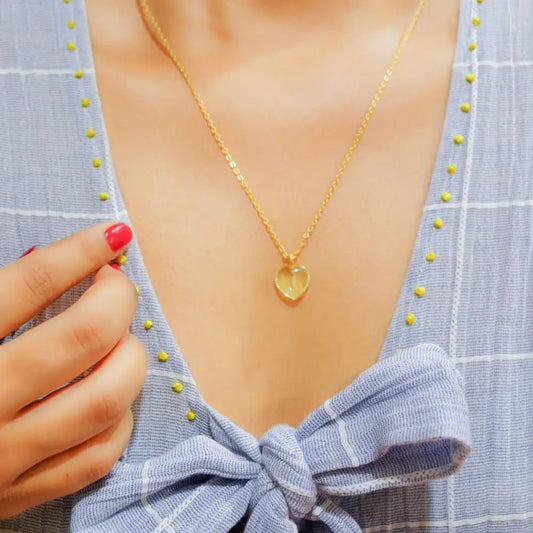 Citrin Stone Pendant with Golden Chain