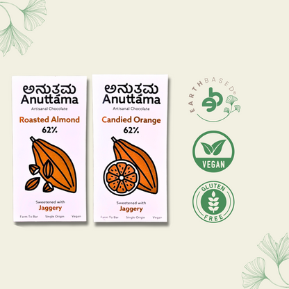 Anuttama | Roasted Almond + Candied Orange | Dark Chocolate Bar | Combo