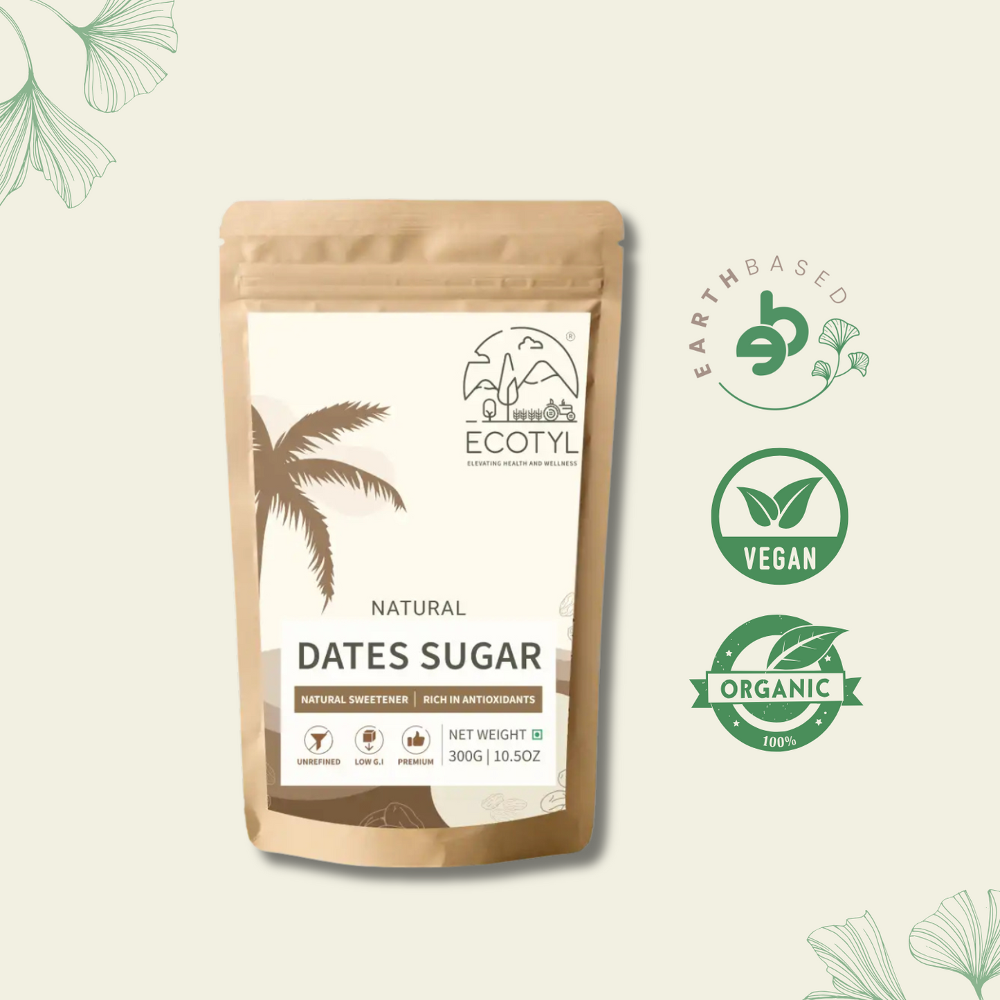 Ecotyl Dates Sugar | Natural Sweetener | Rich in Minerals | 300g