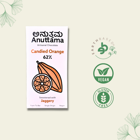 Candied Orange | 62% Cocoa | Sweetened with Jaggery | by Anuttama