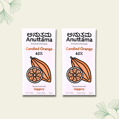 Candied Orange | 62% Cocoa | Sweetened with Jaggery | by Anuttama