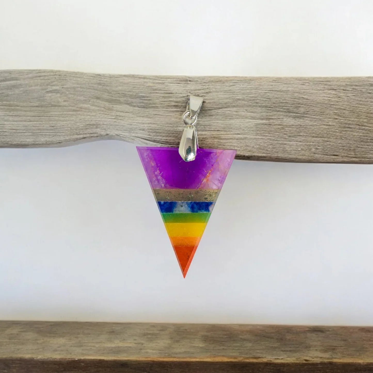 Balance Your Energy with the 7 Chakra Triangle Pendant – A Powerful, Geometric Gemstone Necklace for Healing and Alignment.