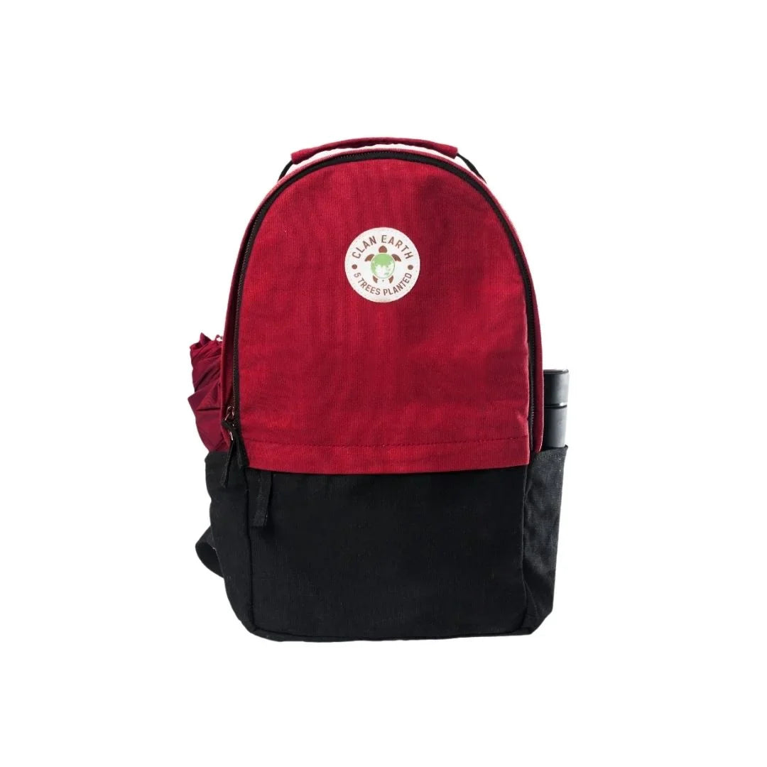 Amur Backpack - Cherry Red & Charcoal Black | Clan Earth  | earthbased.in | Best Backpack in India | 01