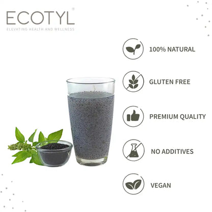 Ecotyl Basil Seeds | Sabja Seeds | Rich in Omega-3 & Fibre | Detox & Hydrate | 250g