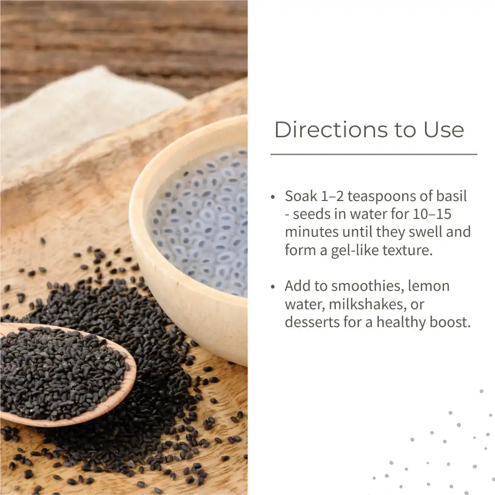 Ecotyl Basil Seeds | Sabja Seeds | Rich in Omega-3 & Fibre | Detox & Hydrate | 250g