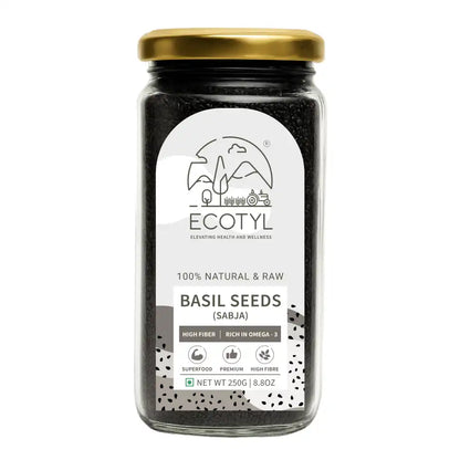Ecotyl Basil Seeds | Sabja Seeds | Rich in Omega-3 & Fibre | Detox & Hydrate | 250g