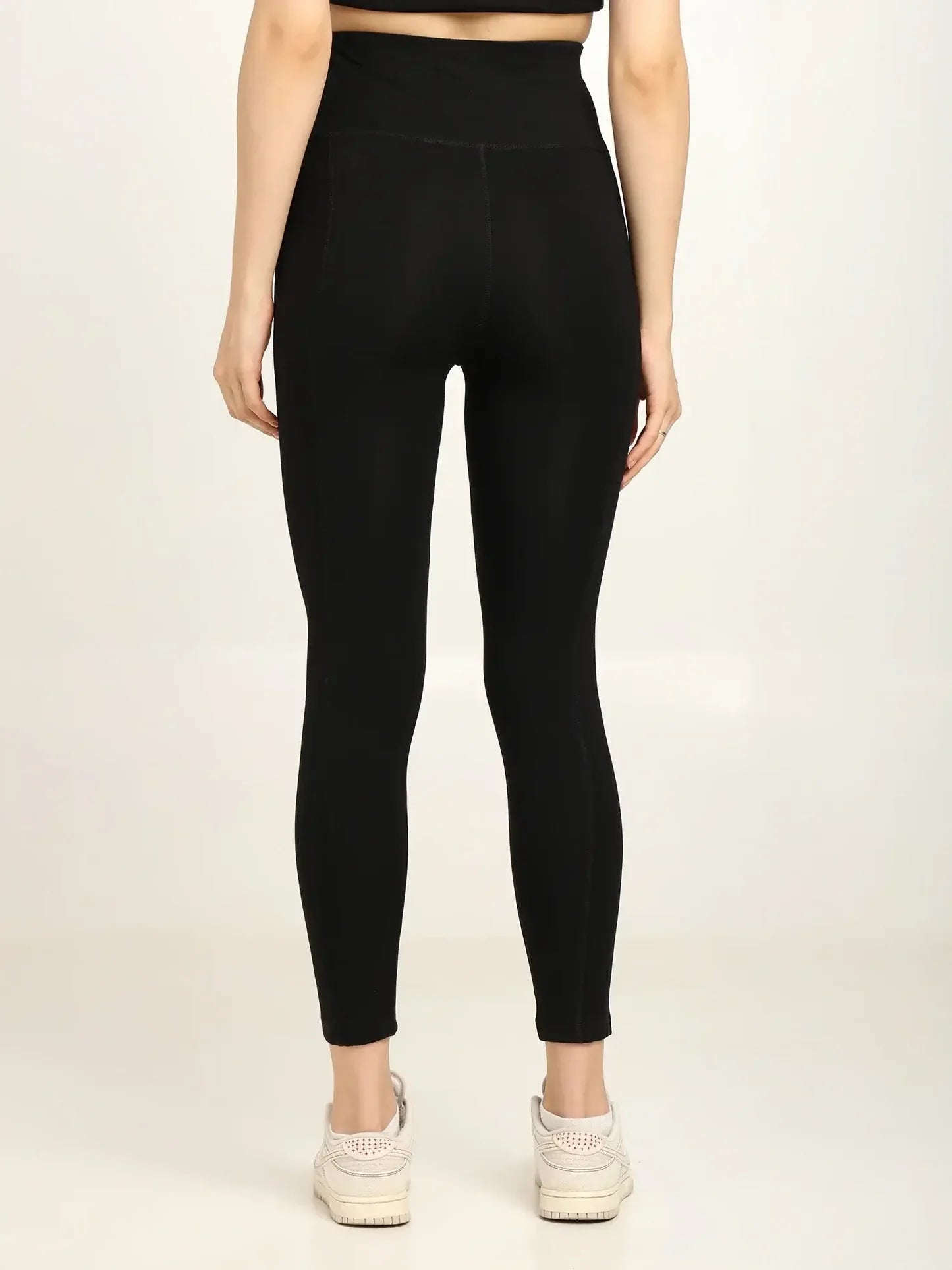 Yoga Pants High Waist Cotton Fabric Stretchable Black Gym Tights | Pack Of 1