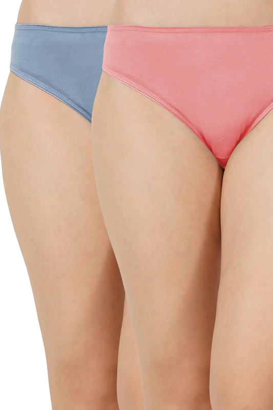 Bamboo Fabric Low Waist Underwear | Peach and Blue |  Pack of 2