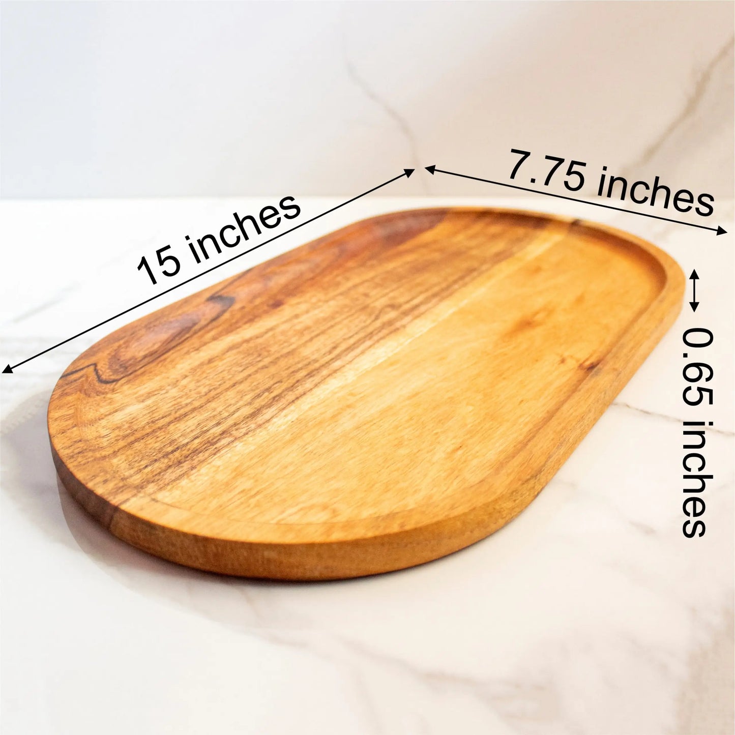 Acacia Wood Elliptical Tray