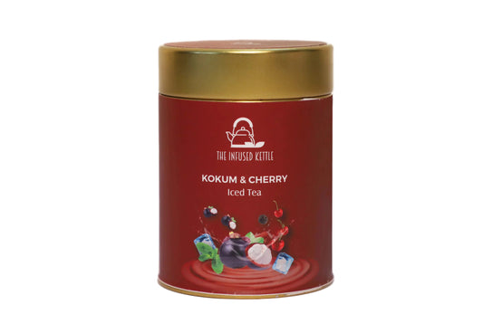 The Infused Kettle Premium Kokum & Cherry Iced Tea, Loose Black Tea Leaves Infused with Kokum, Cherry, Black Pepper & Mint, Low Caffeine Chai