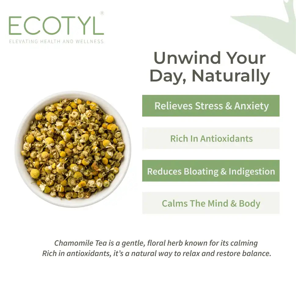 Ecotyl Chamomile Tea | Calming Herbal Tea | Supports Sleep & Relaxation | 25g