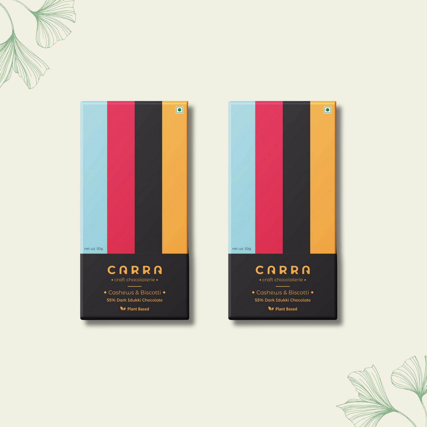 CARRA Cashews & Biscotti in 55% Dark Chocolate 50G