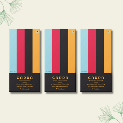 CARRA Cashews & Biscotti in 55% Dark Chocolate 50G