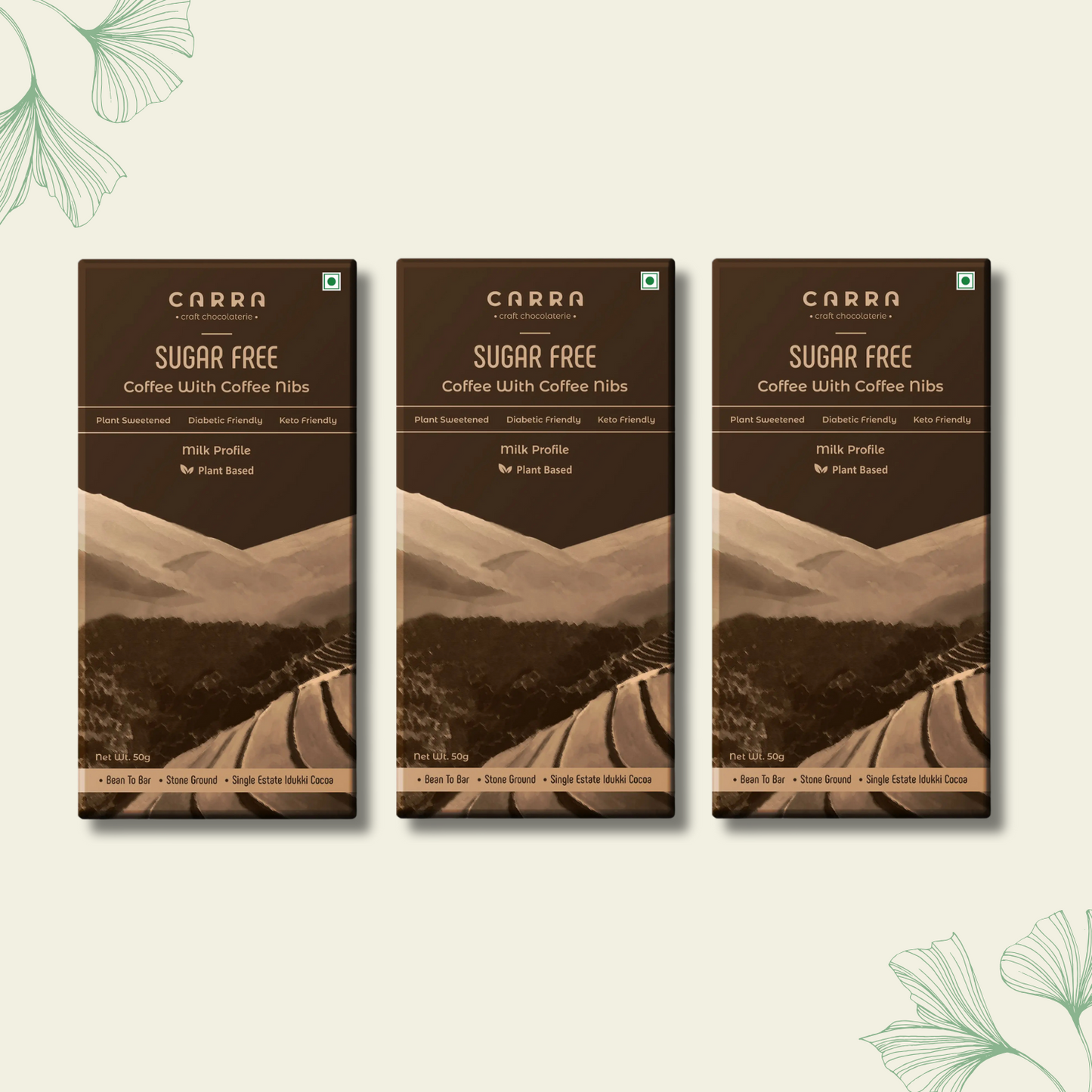 CARRA Coffee with coffee nibs in Plant Based Milk Chocolate 50G