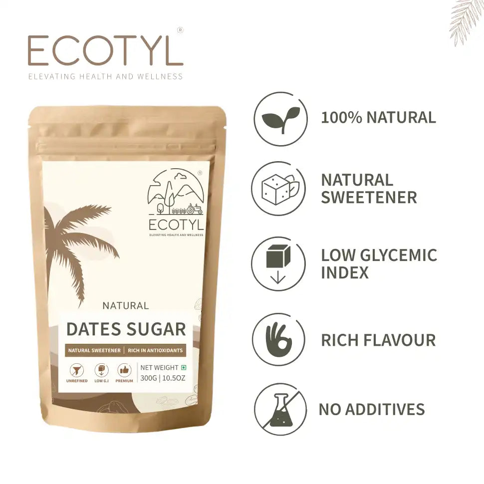 Ecotyl Dates Sugar | Natural Sweetener | Rich in Minerals | 300g