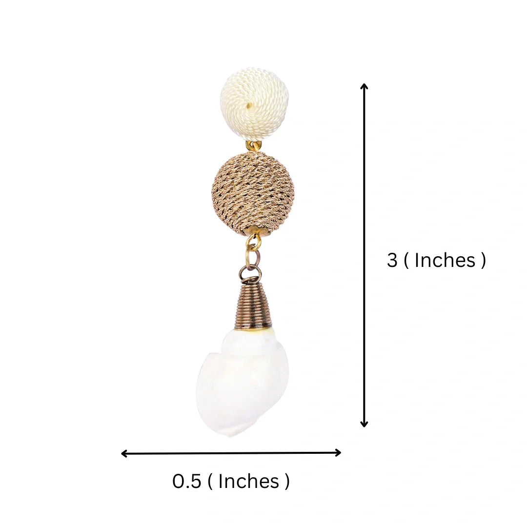 Elegant Shell Drop Earrings with Twisted Gold Bead Accents – Coastal Chic Jewellery