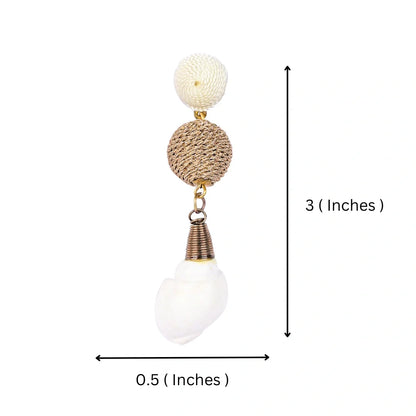 Elegant Shell Drop Earrings with Twisted Gold Bead Accents – Coastal Chic Jewellery