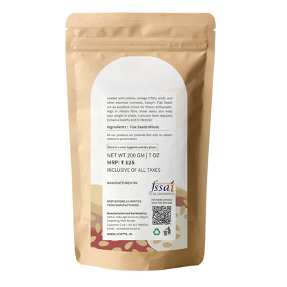 Ecotyl Flax Seeds - Set of 2 | Unroasted | 2 x 200g