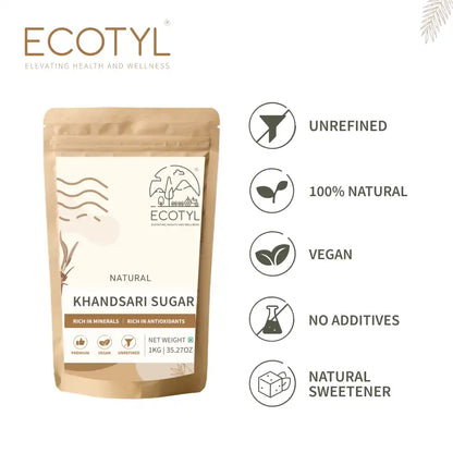 Ecotyl Khandsari Sugar | Unrefined Natural Sweetener | Rich in Minerals | 1kg