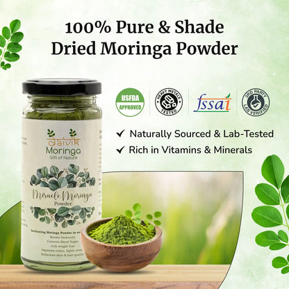 Daivik Moringa Miracle Moringa Powder | 100% Natural | Immunity Booster, Anti Aging, Anti Oxidant | 250 gms