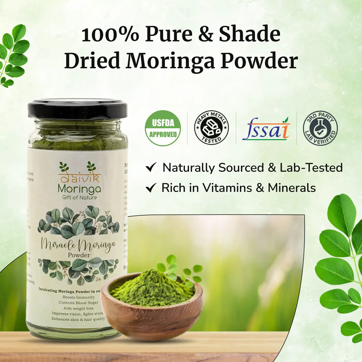 Daivik Moringa Miracle Moringa Powder | 100% Natural | Immunity Booster, Anti Aging, Anti Oxidant | 500 gms