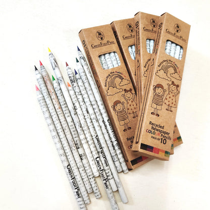 Recycled News paper COLOUR Pencils | Green Foot Print