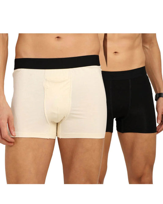 Bamboo Men’s Ultra-Soft Trunks & Boxers | Black & Cream | Pack of 2