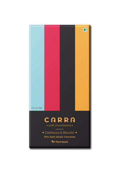 CARRA Cashews & Biscotti in 55% Dark Chocolate 50G