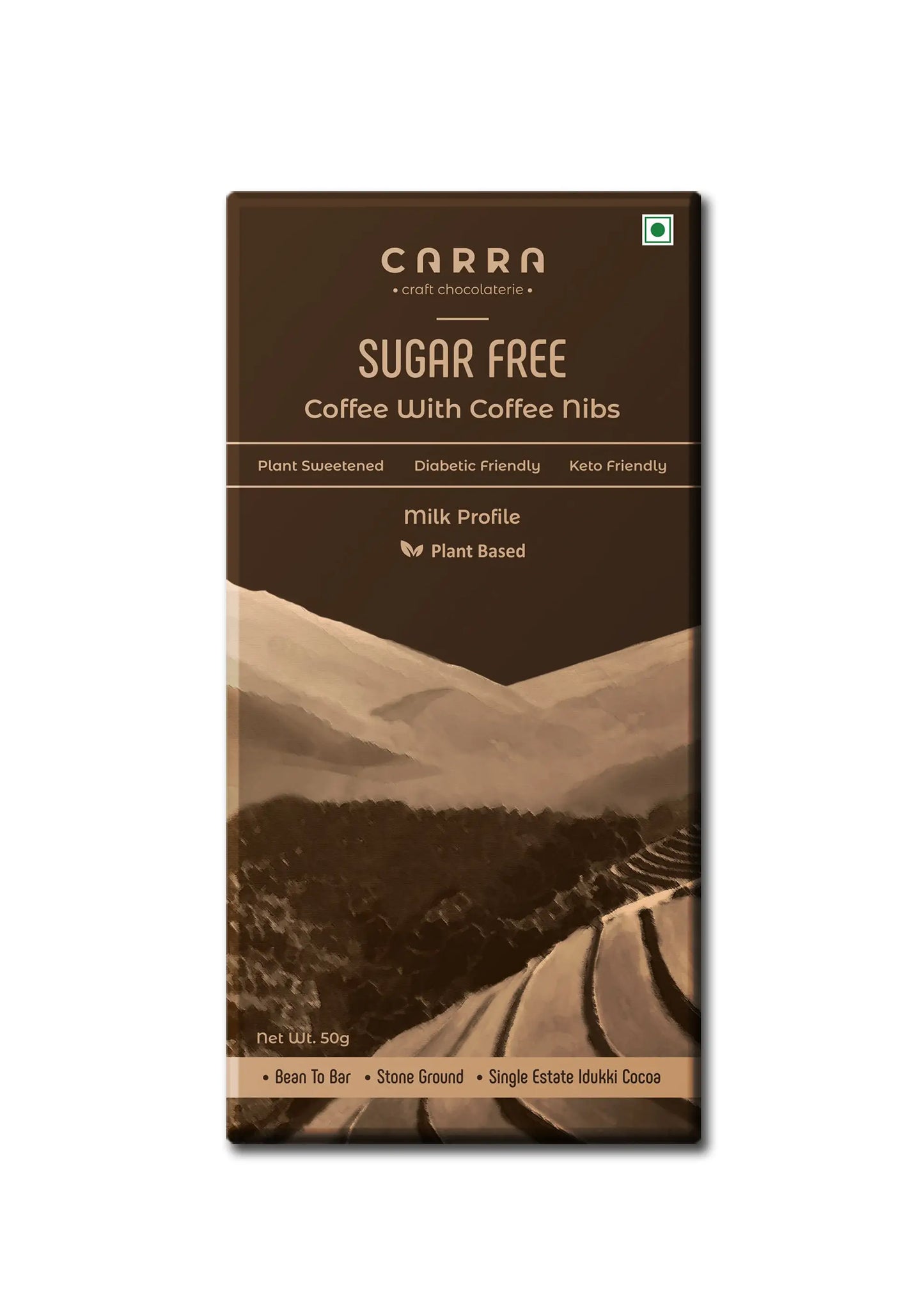 CARRA Coffee with coffee nibs in Plant Based Milk Chocolate 50G