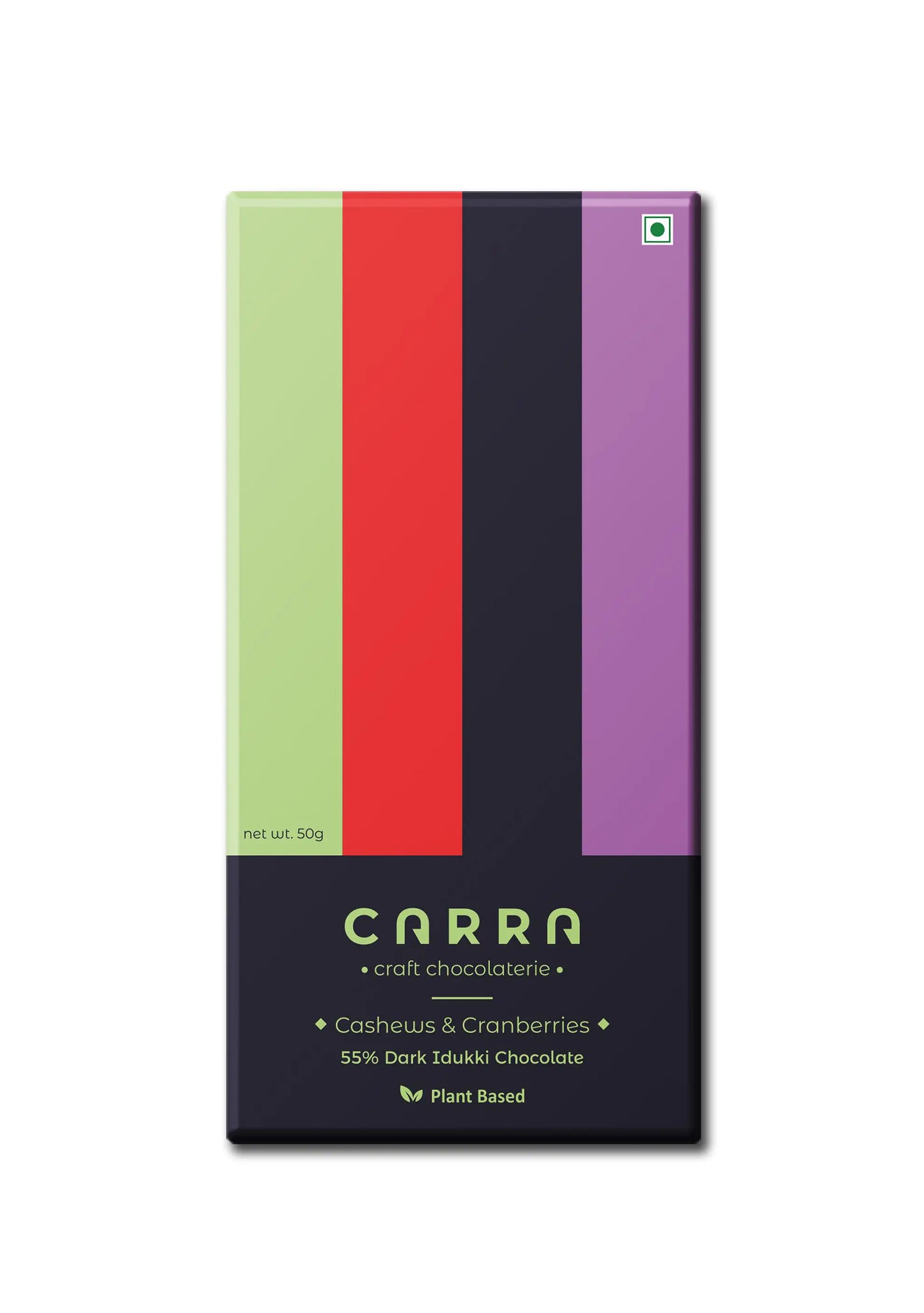CARRA Cashews & Cranberries in 55% Dark Chocolate 50G