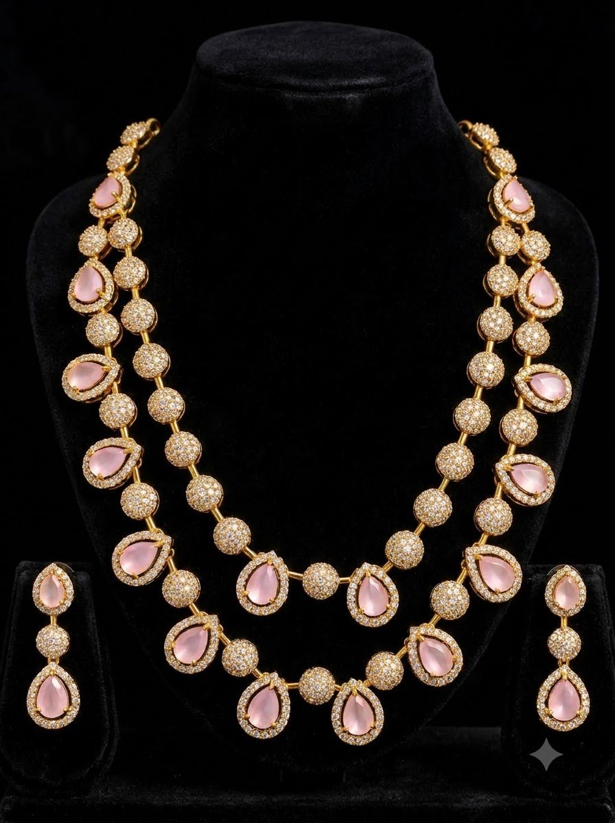 Pink Layered Necklace Set 2