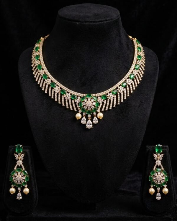 Emerald Bloom Bridal Necklace Set