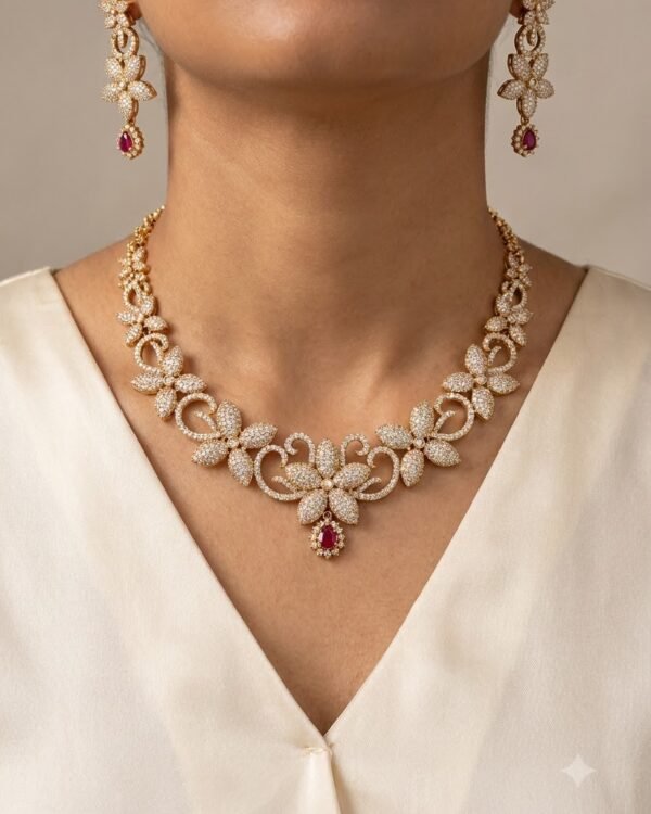 Sparkle Flower Necklace Set
