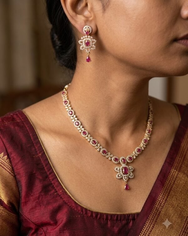 Ruby Sparkle Necklace Set