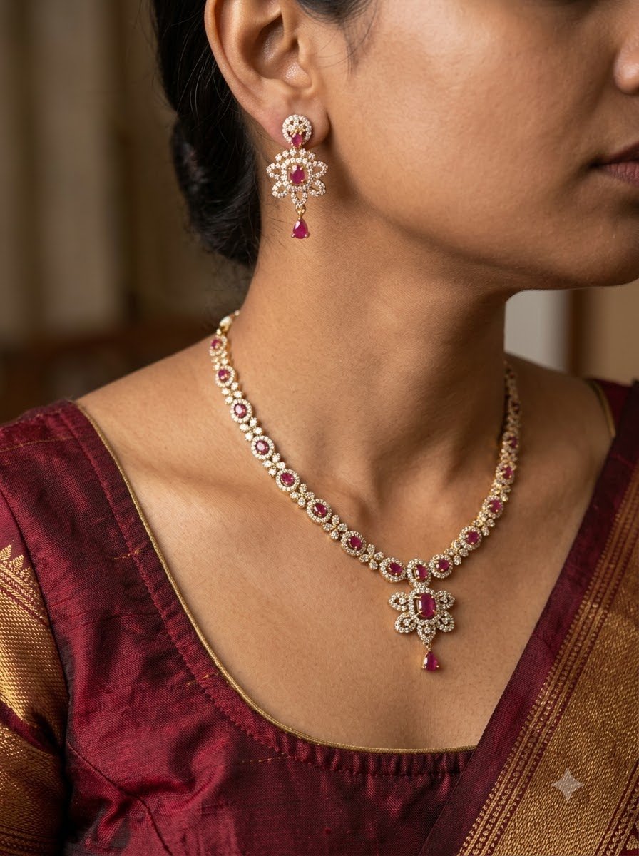 Ruby Sparkle Necklace Set