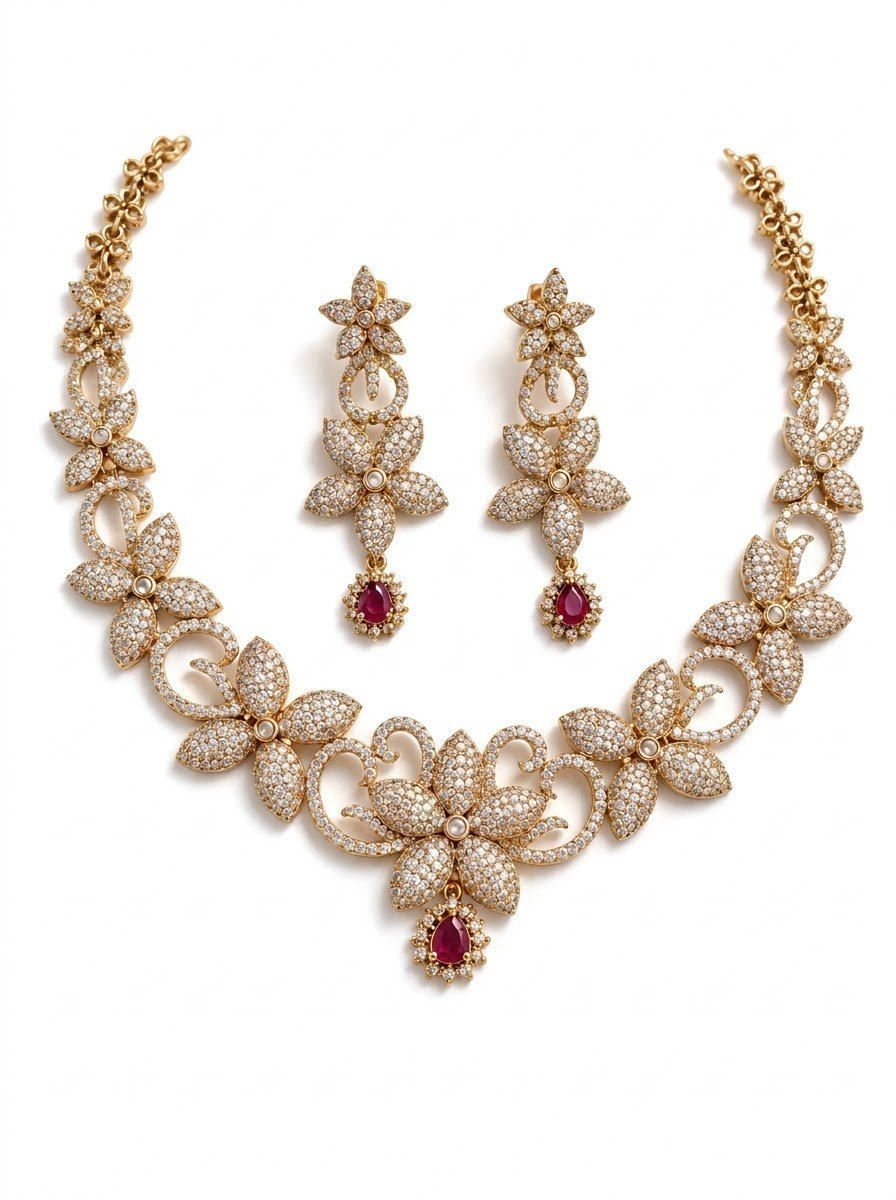 Sparkle Flower Necklace Set 4