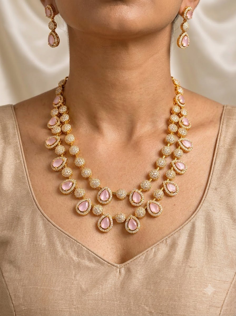 Pink Layered Necklace Set 3