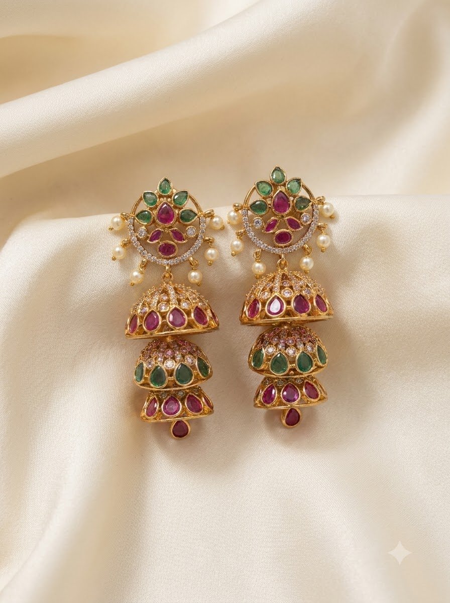 Layered Jhumka Drop Earrings 4