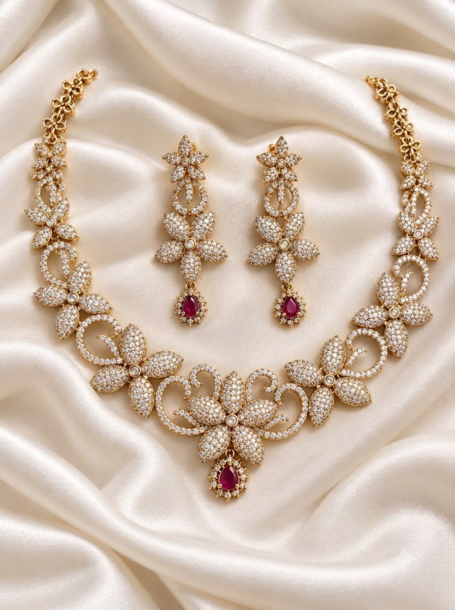 Sparkle Flower Necklace Set 2