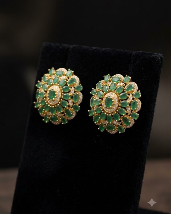 Emerald Flower Studs
