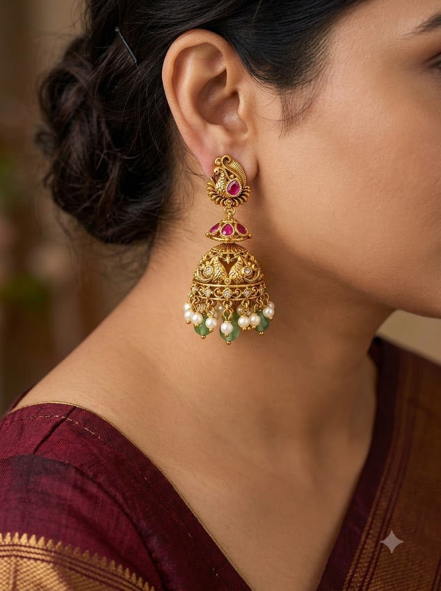 Peacock Jhumka Earrings 3