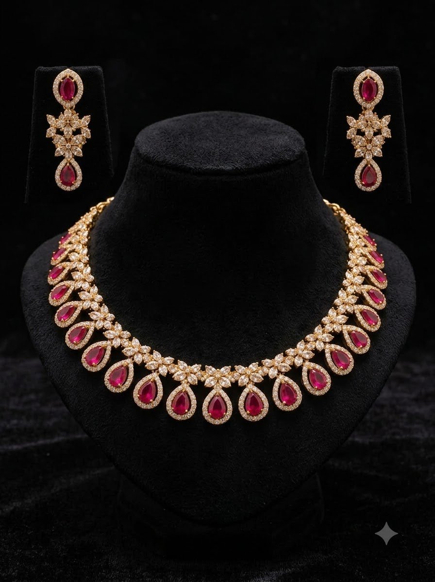 Ruby Teardrop Necklace Set 4