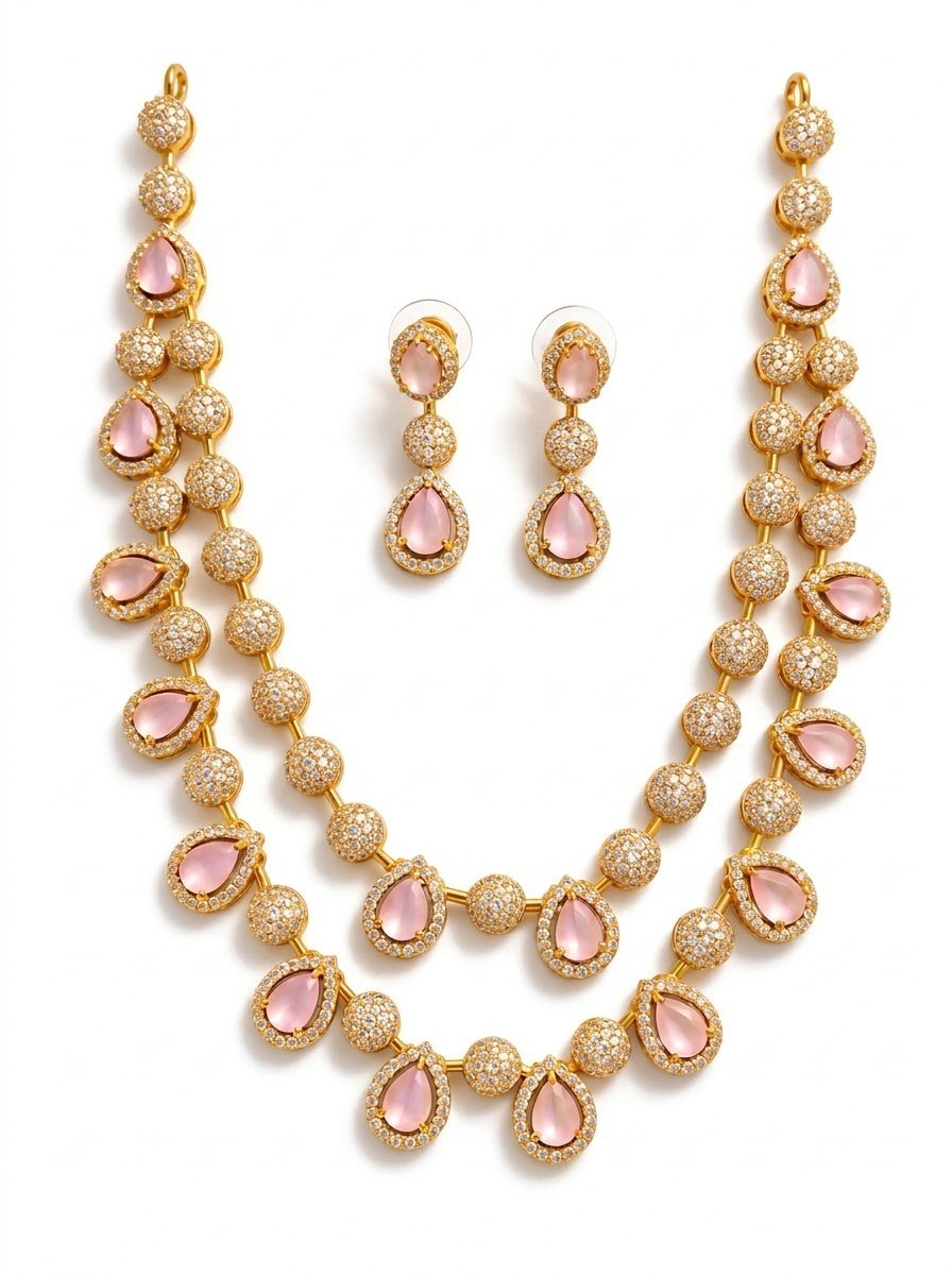 Pink Layered Necklace Set 4