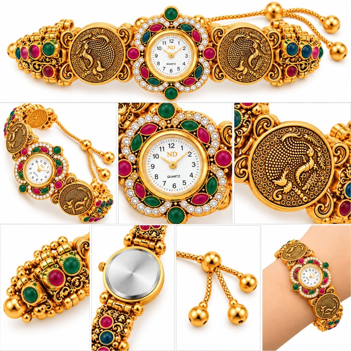 Kashmiri Peacock Coin Bracelet Watch – collection view