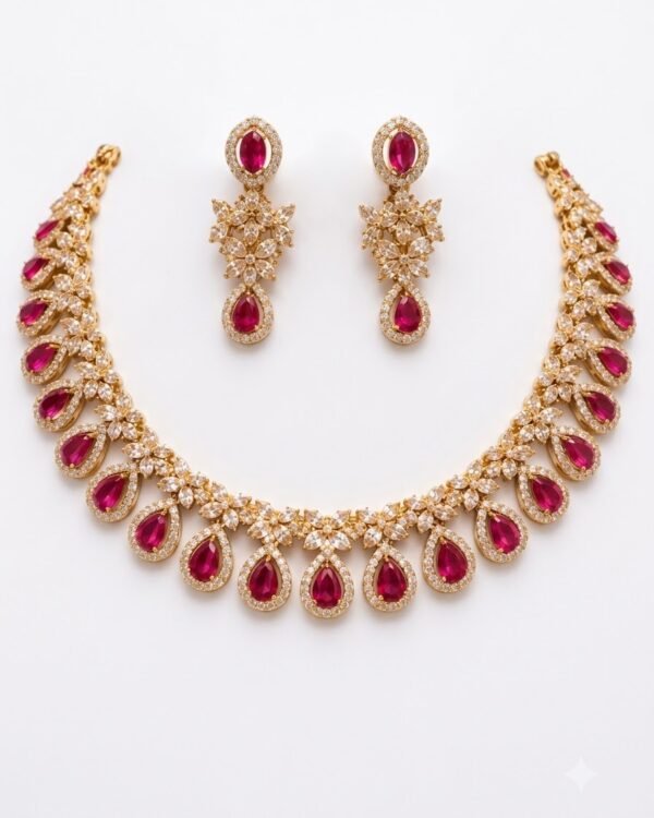 Ruby Teardrop Necklace Set