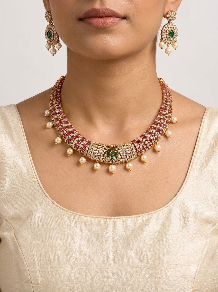 Ruby Pearl Choker Set 4