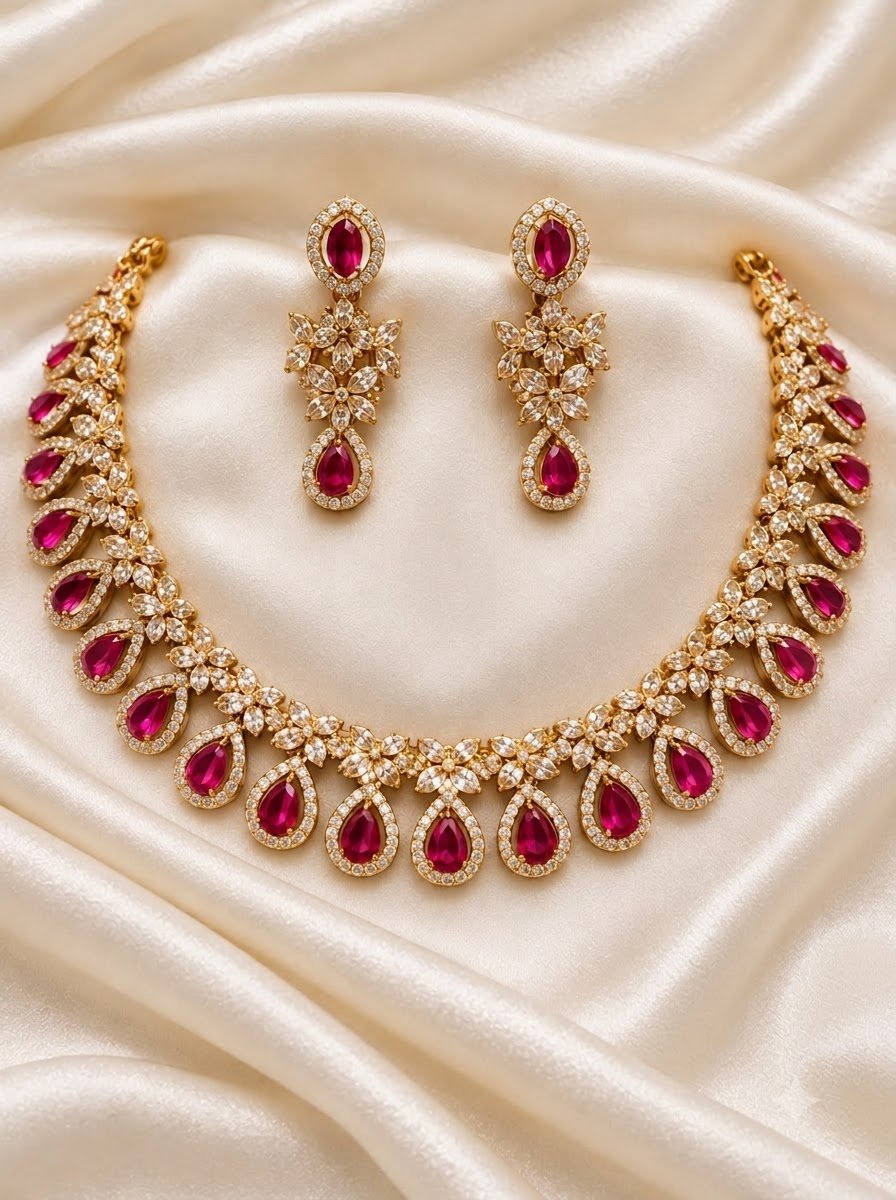Ruby Teardrop Necklace Set 3